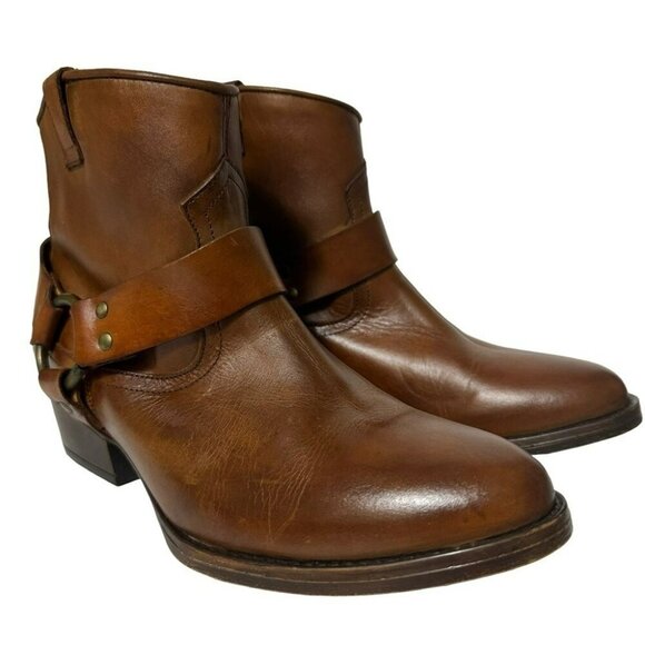 NEW Diego di Lucca Brown Leather Short Harness Western Boots Women's Size 9EE - Picture 6 of 13